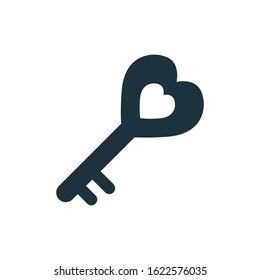 Heart Love key vector icon. Editable symbol illustration.