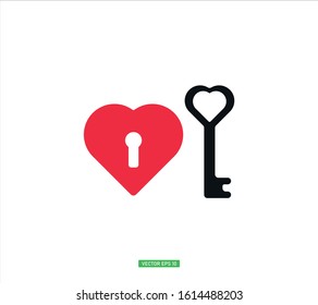 Heart love key vector illustration,key of love