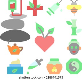 Icono de la hoja de amor al corazón en una colección con otros elementos