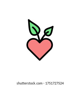 Heart love leaf icon. Simple color with outline vector elements of alternative medicine icons for ui and ux, website or mobile application