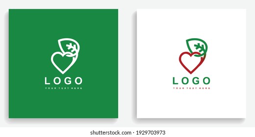 Heart Love Leaf Nature Icon Symbol Logo. Modern logo icon template vector design