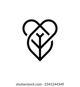 Heart Love and Leaf Nature Logo Design Inspiration