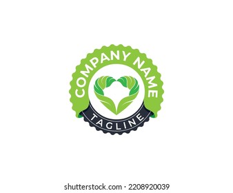 Heart Love Leaf Stamp Badge Logo Concept icon sign symbol Element Design. Medical, Health Care, Natural, Eco, Herbal Logotype. Vector illustration template