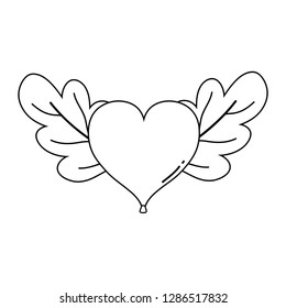 heart love with leafs