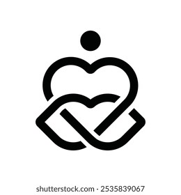 Herzliebe mit Blättern für Yoga Meditation Logo-Design