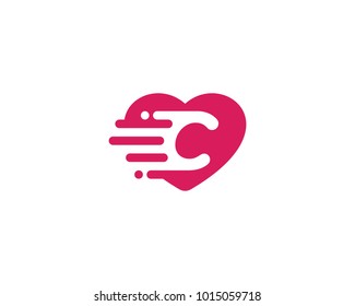 Heart Love with Letter C Logo