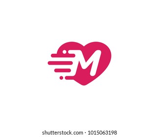 Heart Love With Letter M Logo