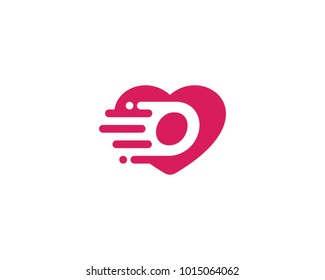 Heart Love with Letter O Logo