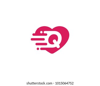 Heart Love with Letter Q Logo