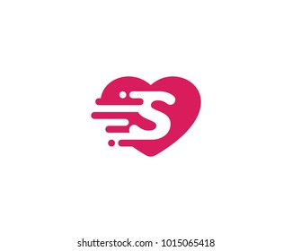Heart Love with Letter S Logo
