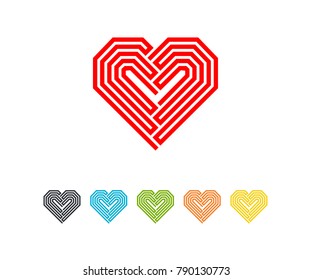 Heart love line art abstract icon color vector eps 10