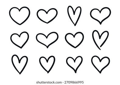 Herzliebe Linie Symbol Form. Hochzeitskontur niedlichen Herz Valentine Symbol Element