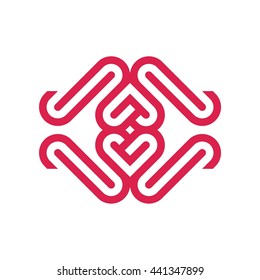 Heart Love line of logo design abstract elements and templates symbols care concepts 