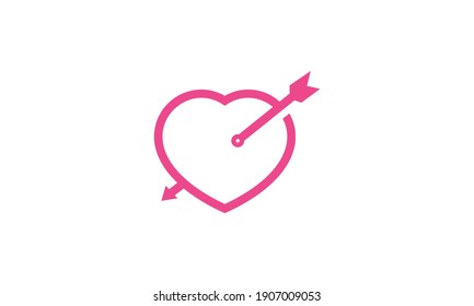 heart or love line pink with arrows simple logo symbol icon vector graphic design illustration