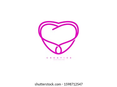 Heart Love Linear Shape Template Logo Design
