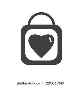 Heart or love lock icon isolated flat vector sign for logo
