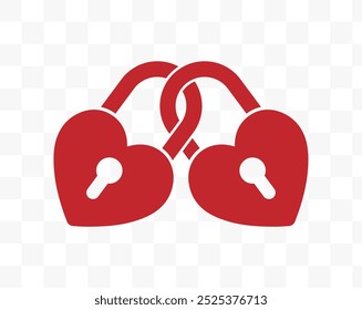 Heart love lock icon symbol. Romance couple logo sign. Vector illustration image. Isolated on white background.