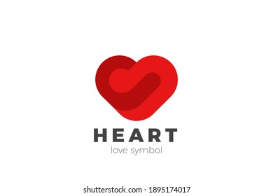 Heart Love Logo design vector template. Valentines day Romantic dating Charity Donation Logotype concept icon.