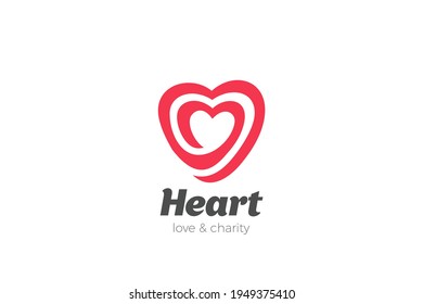 Heart Love Logo design vector template Valentine day. Charity Dating Wedding Marriage Logotype concept symbol icon.