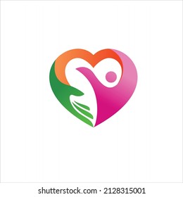 heart love logo formed hand people vector design template