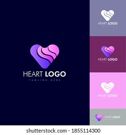 Heart love logo icon design, Love gradient logo design, Romantic logo vector  