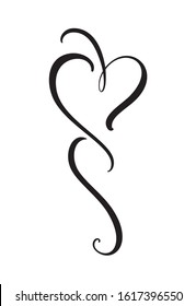 Heart love logo with Infinity sign. Design flourish element for valentine card. Vector illustration. Romantic symbol wedding. Template for t shirt, banner, poster.