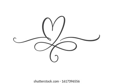 Heart love logo with Infinity sign. Design flourish element for valentine card. Vector illustration. Romantic symbol wedding. Template for t shirt, banner, poster.