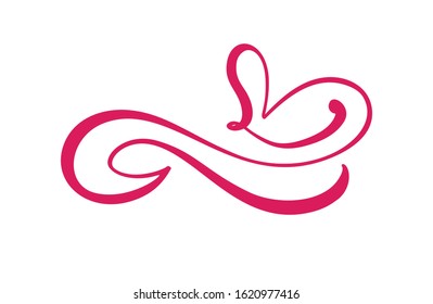 Heart love logo with Infinity sign. Design flourish element for valentine card. Vector illustration. Romantic symbol wedding. Template for t shirt, banner, poster.