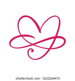 Heart love logo with Infinity sign. Design flourish element for valentine card. Vector illustration. Romantic symbol wedding. Template for t shirt, banner, poster.