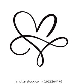 Heart love logo with Infinity sign. Design flourish element for valentine card. Vector illustration. Romantic symbol wedding. Template for t shirt, banner, poster.