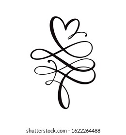 Heart love logo with Infinity sign. Design flourish element for valentine card. Vector illustration. Romantic symbol wedding. Template for t shirt, banner, poster.