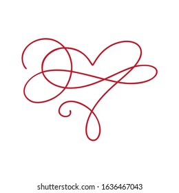 Heart love logo with Infinity sign. Design flourish element for valentine card. Vector illustration. Romantic symbol wedding. Template for t shirt, banner, poster.