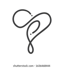 Heart love logo with Infinity sign. Design monoline flourish element for valentine card. Vector illustration. Romantic symbol wedding. Template for t shirt, banner, poster.