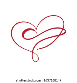 Heart love logo with Infinity sign. Design flourish element for valentine card. Vector illustration. Romantic symbol wedding. Template for t shirt, banner, poster.