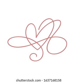 Heart love logo with Infinity sign. Design flourish element for valentine card. Vector illustration. Romantic symbol wedding. Template for t shirt, banner, poster.