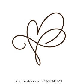 Heart love logo with Infinity sign. Design flourish element for valentine card. Vector illustration. Romantic symbol wedding. Template for t shirt, banner, poster.