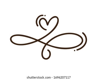 Heart love logo with Infinity sign. Design flourish element for valentine card. Vector illustration logo. Romantic symbol wedding. Template for t shirt, banner, poster.