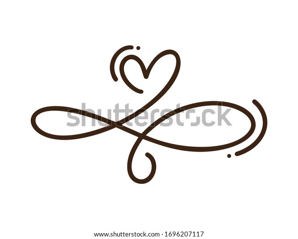 Heart love logo with
Infinity sign. Design flourish element for valentine card. Vector
illustration logo. Romantic symbol wedding. Template for t shirt,
banner, poster.