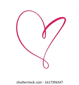 Heart love logo sign. Design flourish element for valentine card. Vector illustration. Romantic symbol wedding. Template for t shirt, banner, poster.