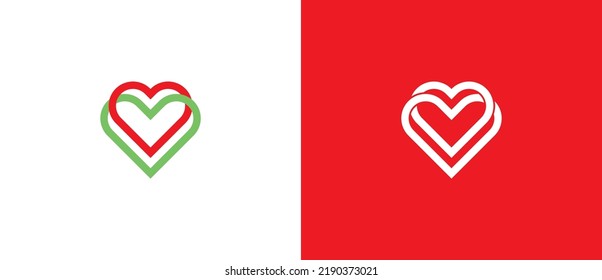 Heart Love Logo symbol icon sign Design Line Art Style. Medical Health Care Logotype. Vector illustration logo template