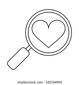 heart love loupe search icon outline