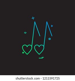 heart love music icon vector design