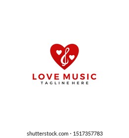 Heart love music logo template