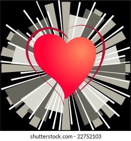 Heart of love on a background of beams