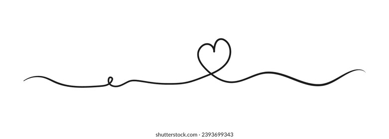 Heart love one line drawing art, vector frame