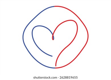 heart love one line drawing romantic love and heart shape outline and icon logo design black and white line art vector illustration Concept for wall art