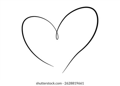 heart love one line drawing romantic love and heart shape outline and icon logo design black and white line art vector illustration Concept for wall art