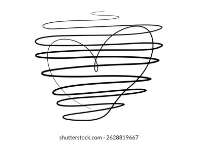 heart love one line drawing romantic love and heart shape outline and icon logo design black and white line art vector illustration Concept for wall art