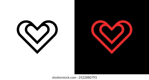 Heart love outline icon background logo vector line shape red