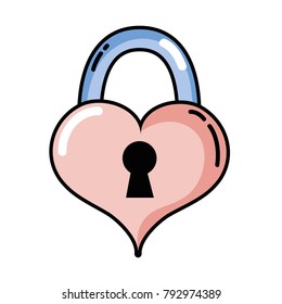 heart love with padlock shape design